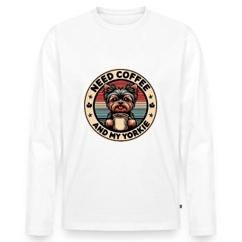 Kaffee und Yorkie Yorkshire Terrier - Männer Premium Bio Langarmshirt - Weiß - Vorne - Nico (187cm)