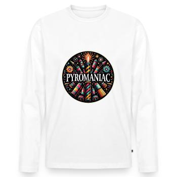Pyrotechnie Feu d’artifice Feu d’artifice Nouvel An - T-shirt manches longues Premium bio Homme - blanc - Devant - Nico (187cm)