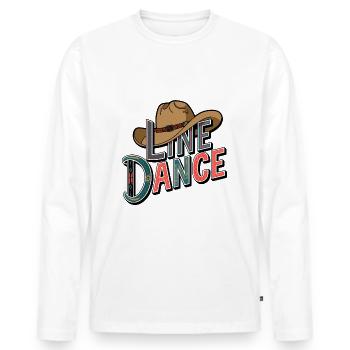 Line Dance mein Hobby - meine Passion - mein Ding - Männer Premium Bio Langarmshirt - Weiß - Vorne - Nico (187cm)