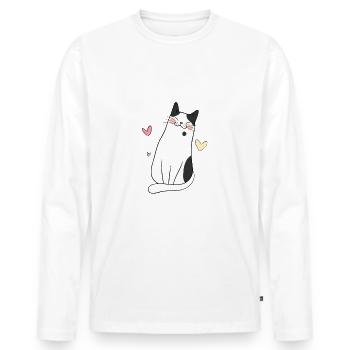 Mon chat doux - chat préféré - | Color - T-shirt manches longues Premium bio Homme - blanc - Devant - Nico (187cm)