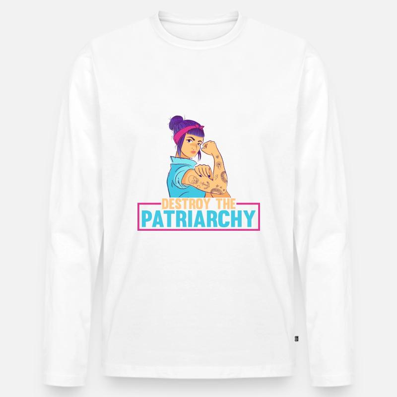 Destroy The Patriarchy - Männer Premium Bio Langarmshirt - Weiß