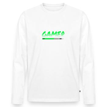 GAMER alter nicht sie leveln up - Männer Premium Bio Langarmshirt - Weiß - Vorne - Nico (187cm)