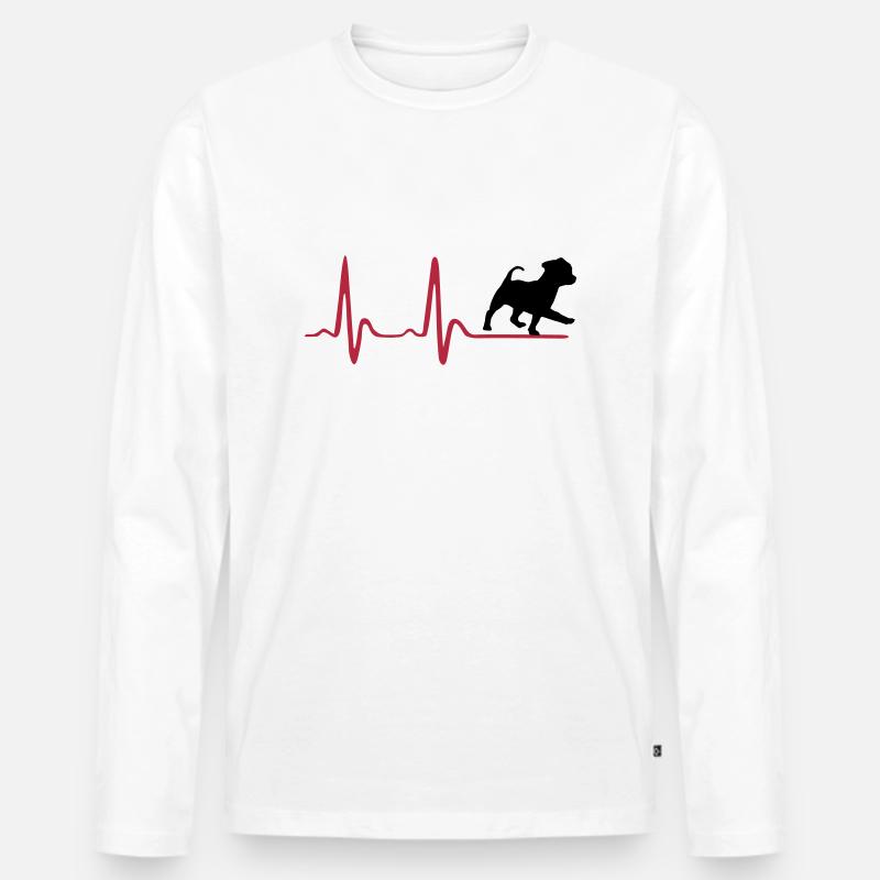 Herzschlag & süßer Hund - Männer Premium Bio Langarmshirt - Weiß