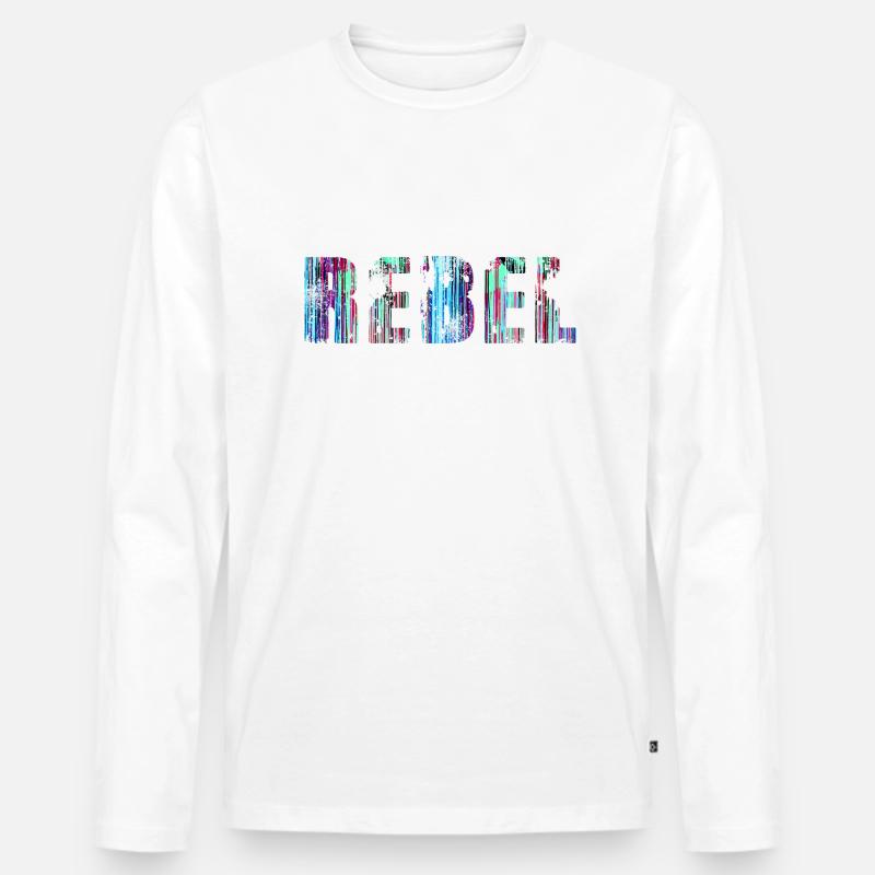 rebel,schrift,bunt,malerei,graffiti,blau - Männer Premium Bio Langarmshirt - Weiß