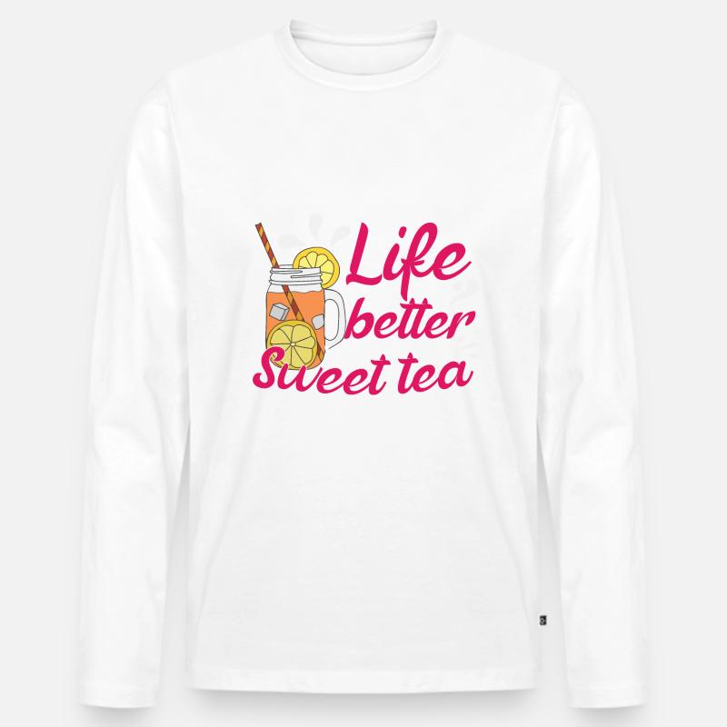 Frauen Süßer Tee - Männer Premium Bio Langarmshirt - Weiß