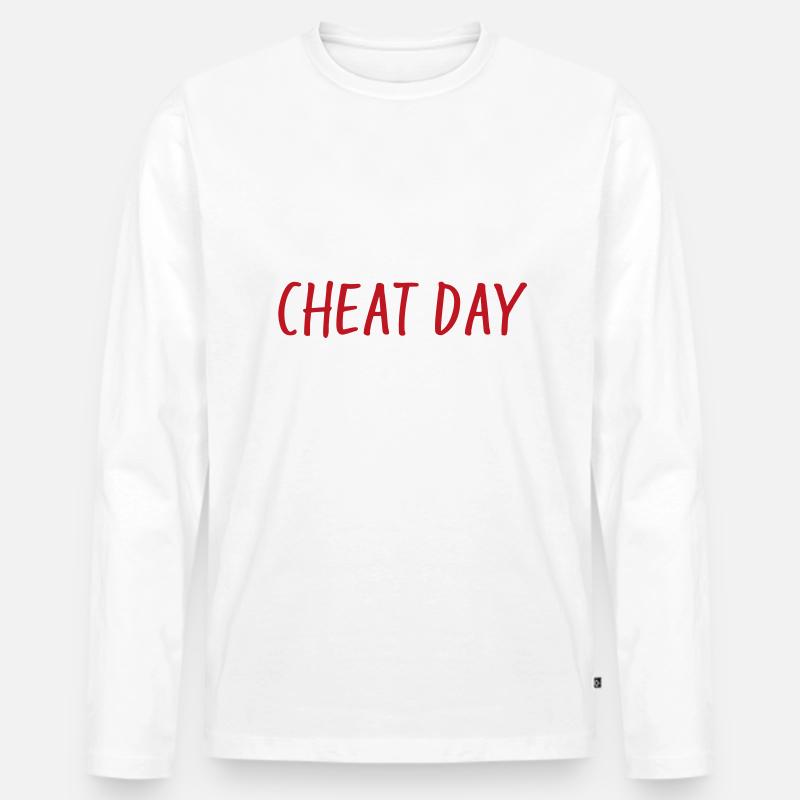 cheat day - Männer Premium Bio Langarmshirt - Weiß