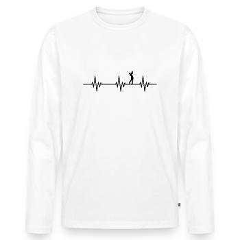 Golf - Heartbeat - Men's Premium Organic Long Sleeve Shirt - white - Front - Nico (187cm)