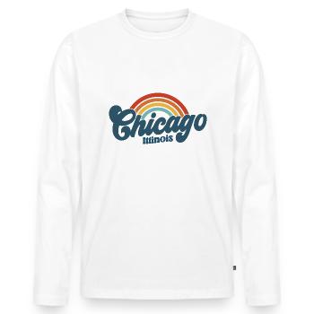 Chicago 70s Hippie - Men's Premium Organic Long Sleeve Shirt - white - Front - Nico (187cm)
