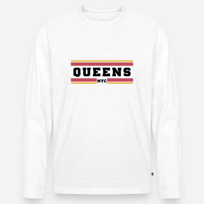 Queens Nyc - Männer Premium Bio Langarmshirt - Weiß