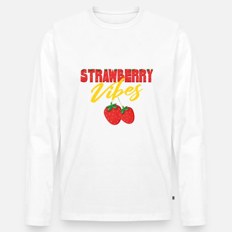 Erdbeer-Vibes - Männer Premium Bio Langarmshirt - Weiß