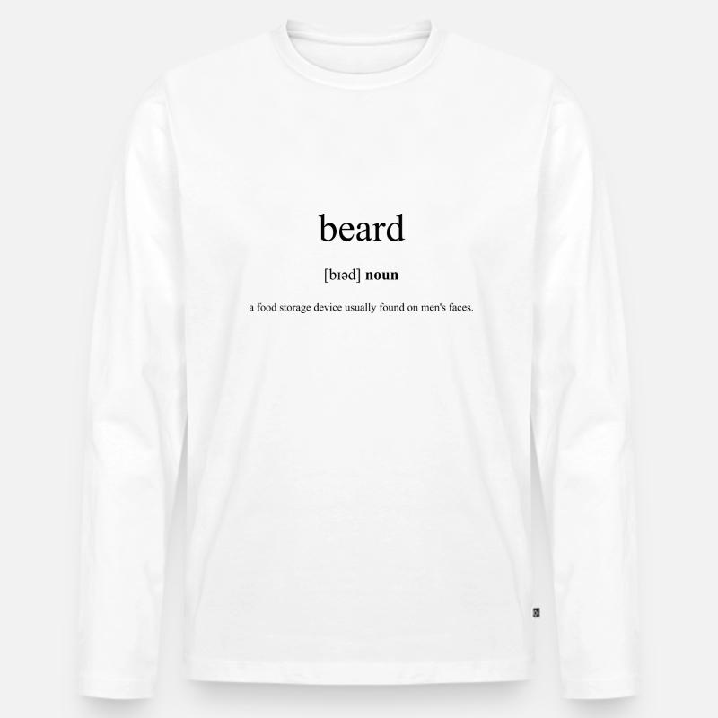 Beard | Bart Definition Dictionary - Männer Premium Bio Langarmshirt - Weiß