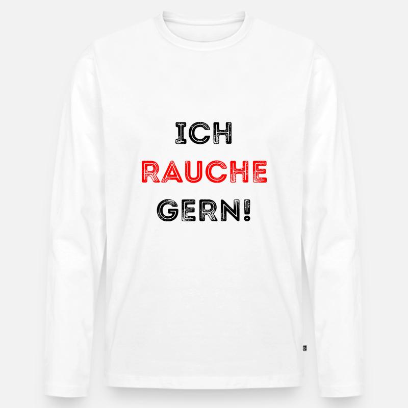 ICH RAUCHE GERN - Männer Premium Bio Langarmshirt - Weiß