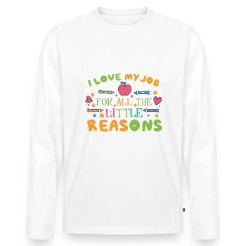 Teaching Montessori - Men's Premium Organic Long Sleeve Shirt - white - Front - Nico (187cm)