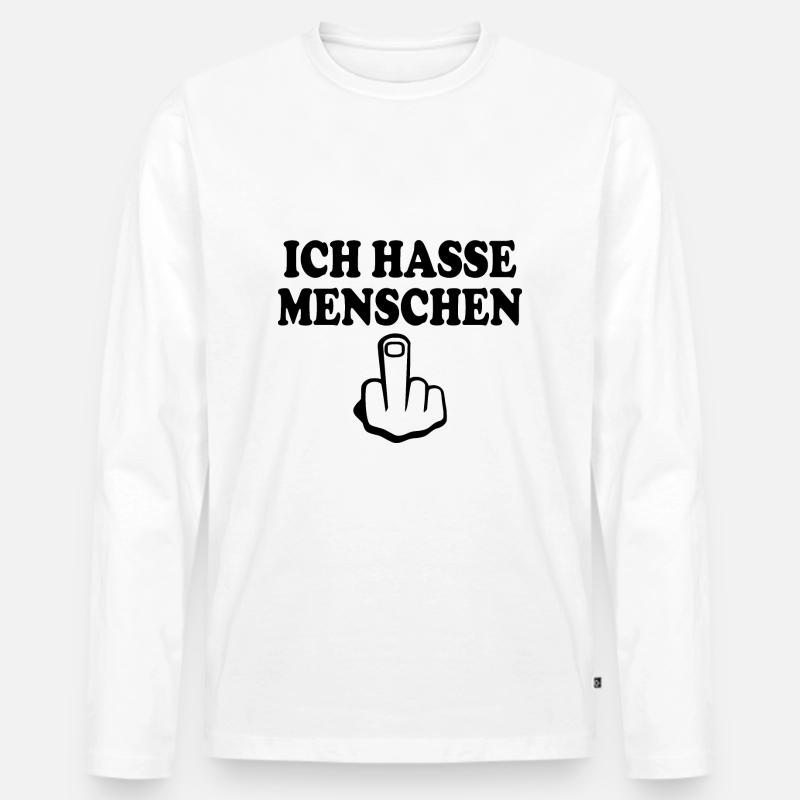 Ich hasse menschen Mittelfinger - Männer Premium Bio Langarmshirt - Weiß