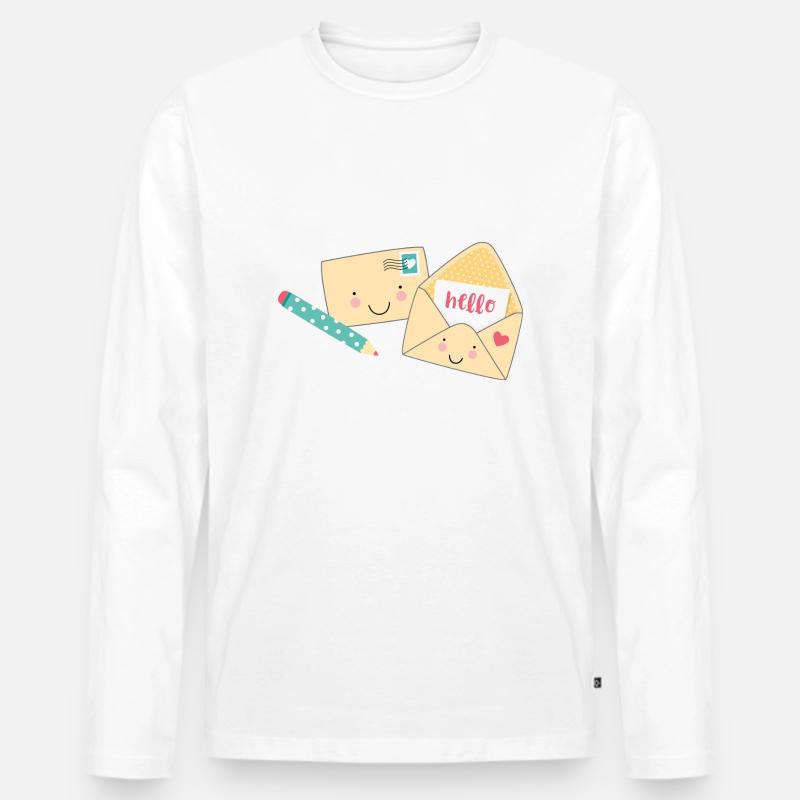 2 Briefe mit Stift - Männer Premium Bio Langarmshirt - Weiß