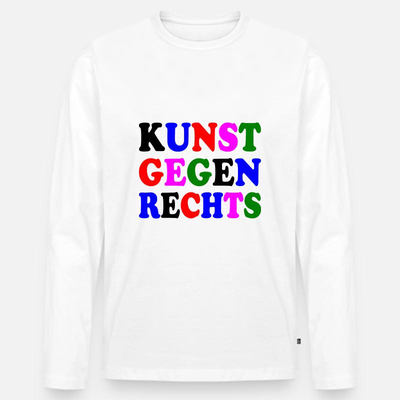 Kunst gegen rechts - Männer Premium Bio Langarmshirt - Weiß
