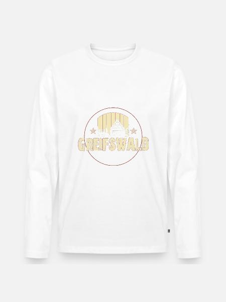 Greifswald - Männer Premium Bio Langarmshirt - Weiß