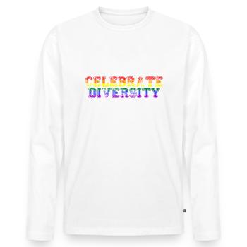 Celebrate Diversity LGBTQ Pride Flag - Men's Premium Organic Long Sleeve Shirt - white - Front - Nico (187cm)