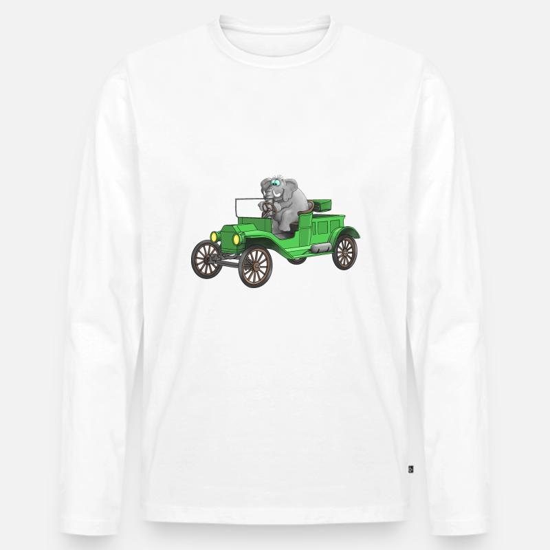 Oldtimer Cartoon lustig - Männer Premium Bio Langarmshirt - Weiß