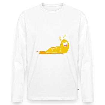 Lets Get Slimy Banana Slug - Men's Premium Organic Long Sleeve Shirt - white - Front - Nico (187cm)