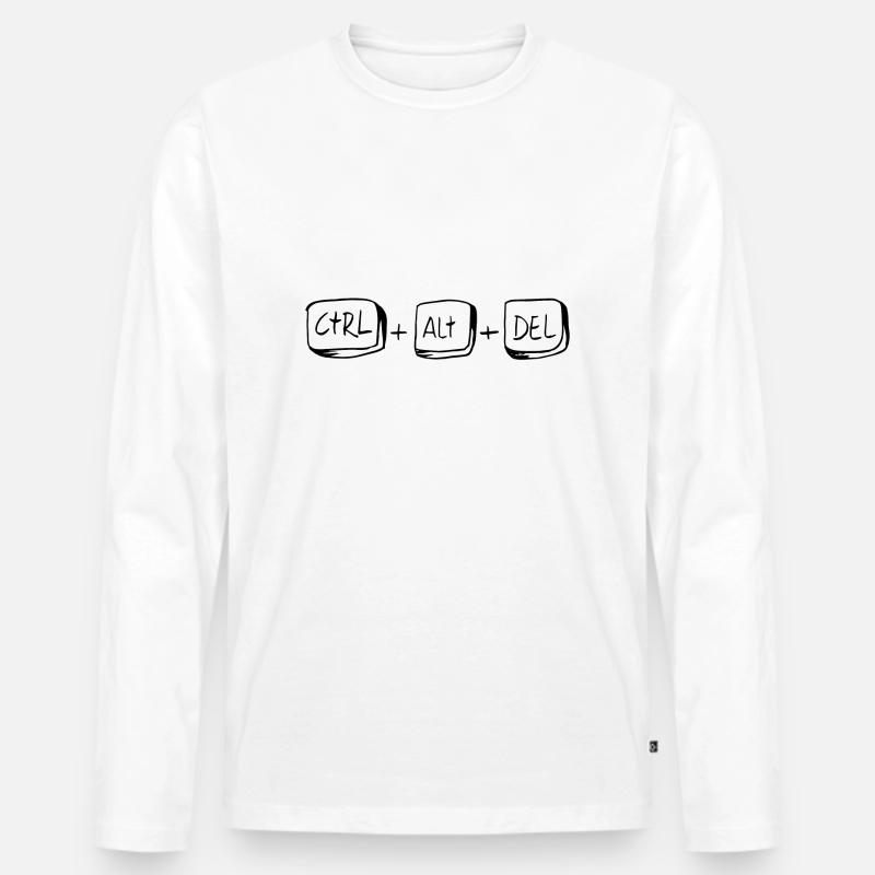 CTRL ALT DEL to restart - Männer Premium Bio Langarmshirt - Weiß
