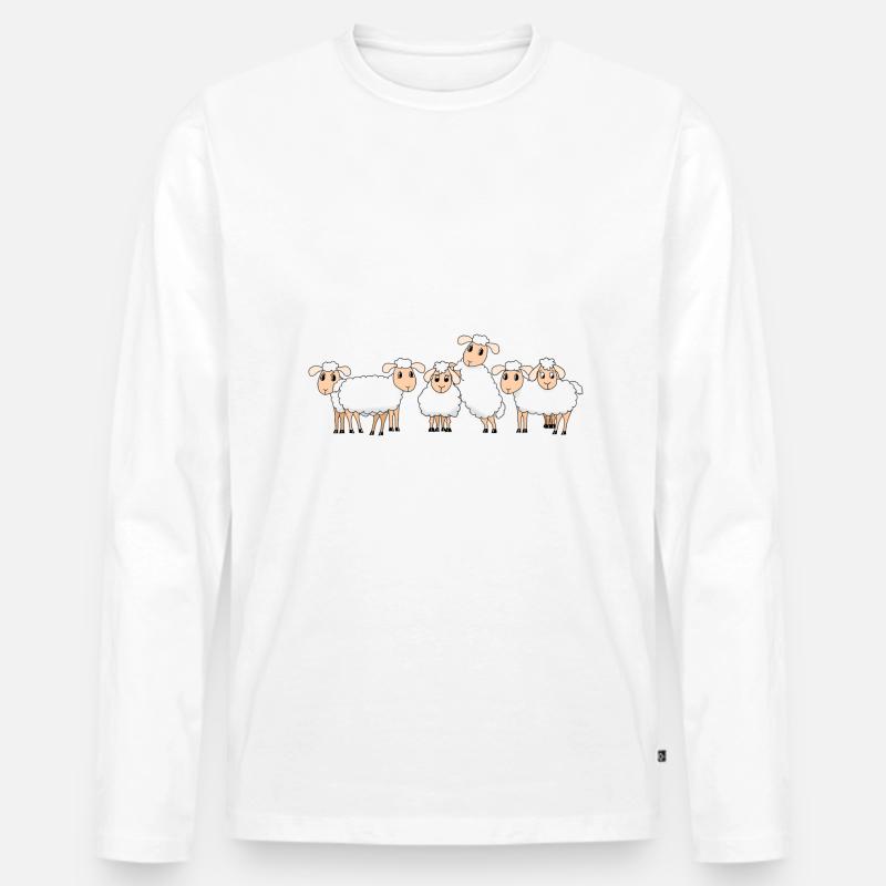 Schäfchen - Männer Premium Bio Langarmshirt - Weiß