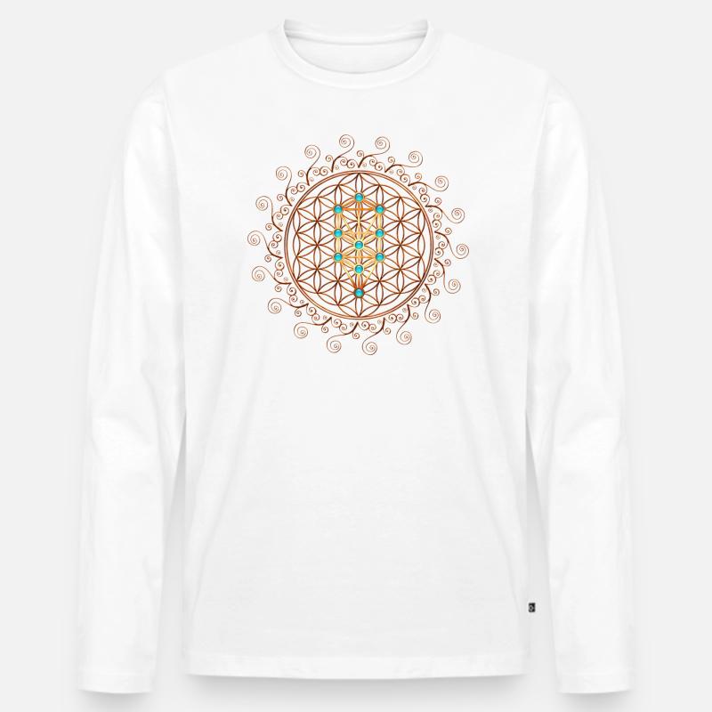 Blume des Lebens, Sephiroth, Kabbala, Baum des Lebens - Männer Premium Bio Langarmshirt - Weiß