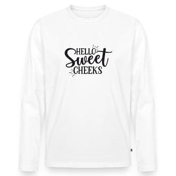 Hello Sweet Cheeks - T-shirt manches longues Premium bio Homme - blanc - Devant - Nico (187cm)