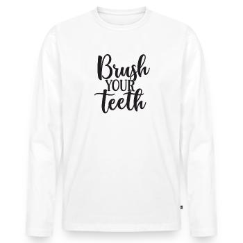 Putz dir die Zähne - Männer Premium Bio Langarmshirt - Weiß - Vorne - Nico (187cm)