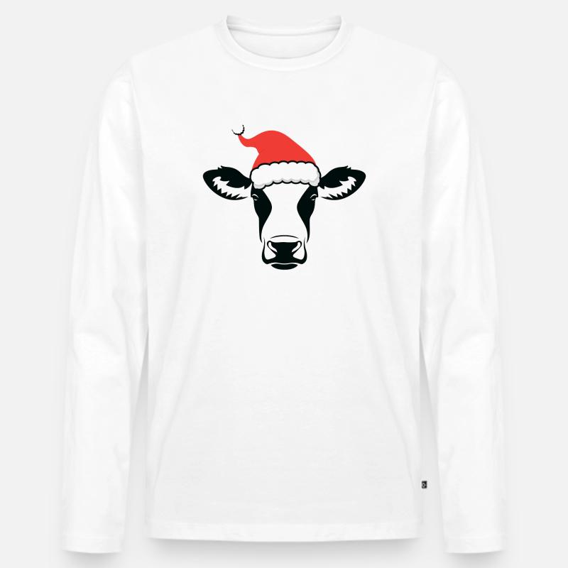 Weihnachtskuh - Männer Premium Bio Langarmshirt - Weiß