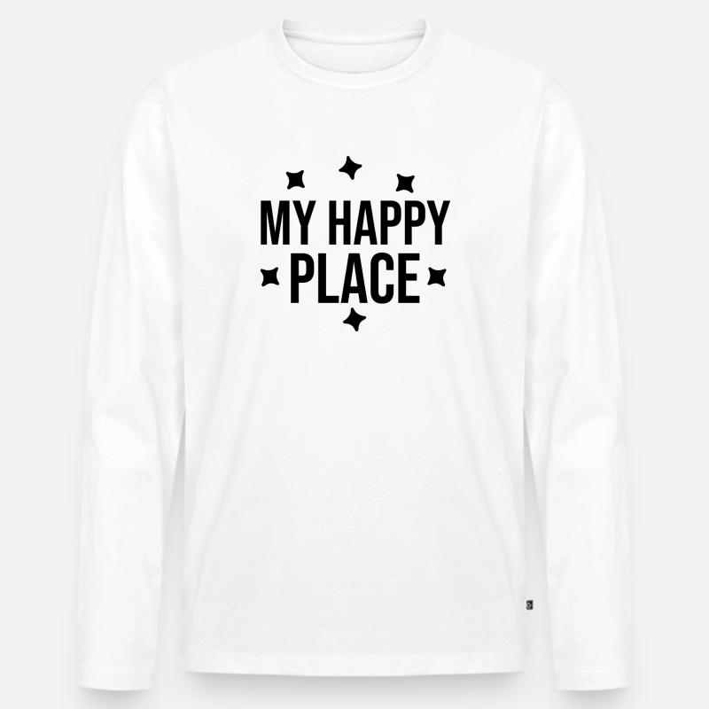 Mein glücklicher Ort - Männer Premium Bio Langarmshirt - Weiß