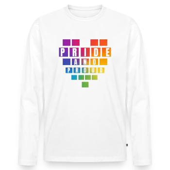 PRIDE Heart Pride and proud - Männer Premium Bio Langarmshirt - Weiß - Vorne - Nico (187cm)
