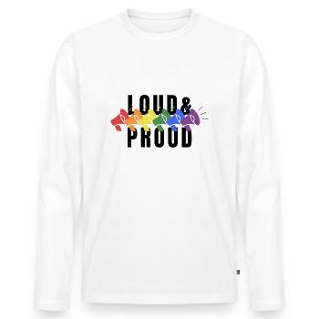 PRIDE Loud and PROUD black - Männer Premium Bio Langarmshirt - Weiß - Vorne - Nico (187cm)