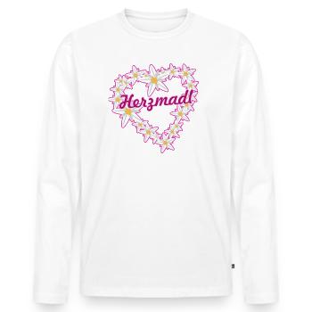 herzmadl,madl,herz,edelweiß,volksfest - Männer Premium Bio Langarmshirt - Weiß - Vorne - Nico (187cm)