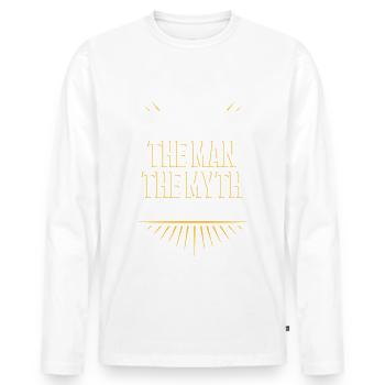L’homme Le mythe La légende Idée cadeau Fête des pères - T-shirt manches longues Premium bio Homme - blanc - Devant - Nico (187cm)