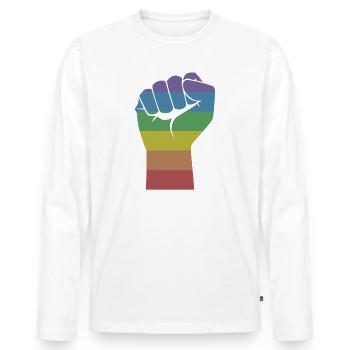 Gay Pride LGBT Pride Gay Cadeau Arc-en-ciel - T-shirt manches longues Premium bio Homme - blanc - Devant - Nico (187cm)