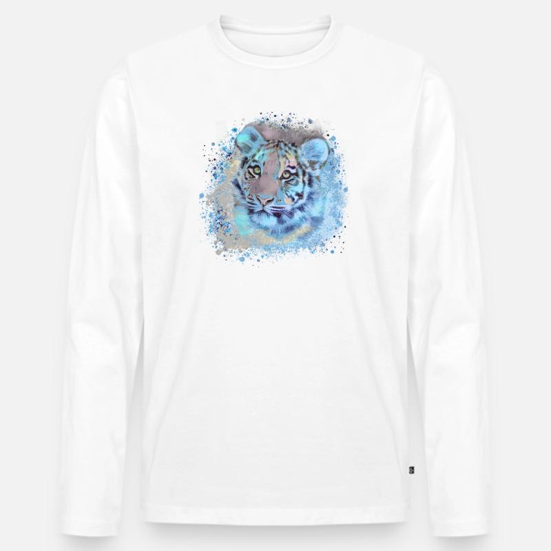 tigerbaby,tiger,blau,graffiti,malerei - Männer Premium Bio Langarmshirt - Weiß