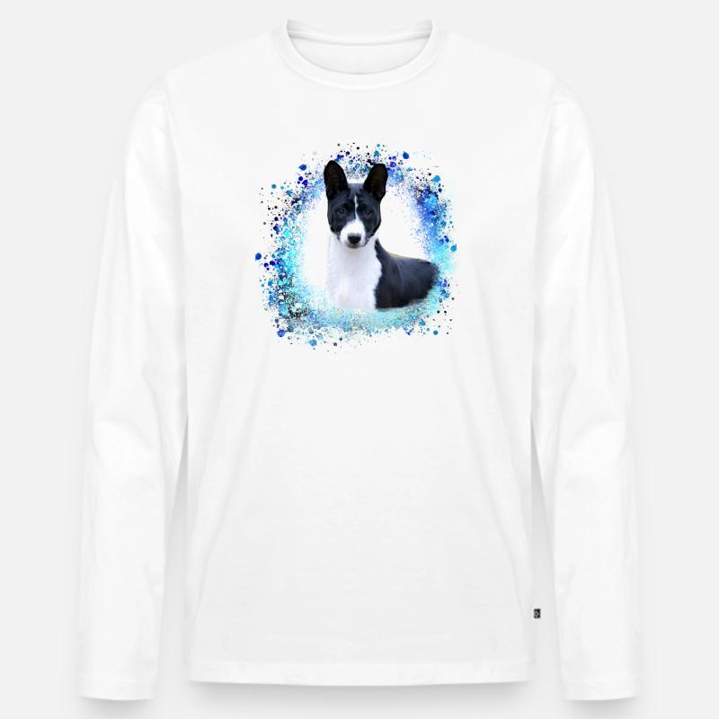 basenji,hund,graffiti,malerei - Männer Premium Bio Langarmshirt - Weiß