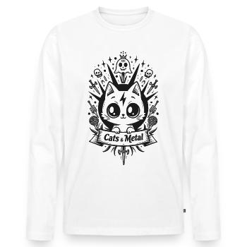 Cats and Metal - Männer Premium Bio Langarmshirt - Weiß - Vorne - Nico (187cm)