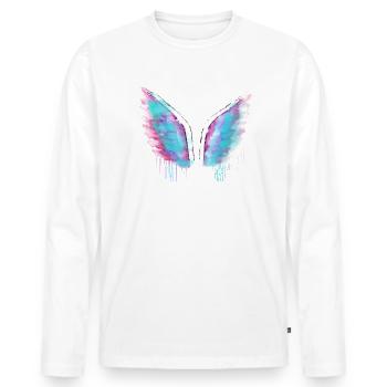ailes d’ange, ailes, aquarelle, pastel, ailes d’ange - T-shirt manches longues Premium bio Homme - blanc - Devant - Nico (187cm)