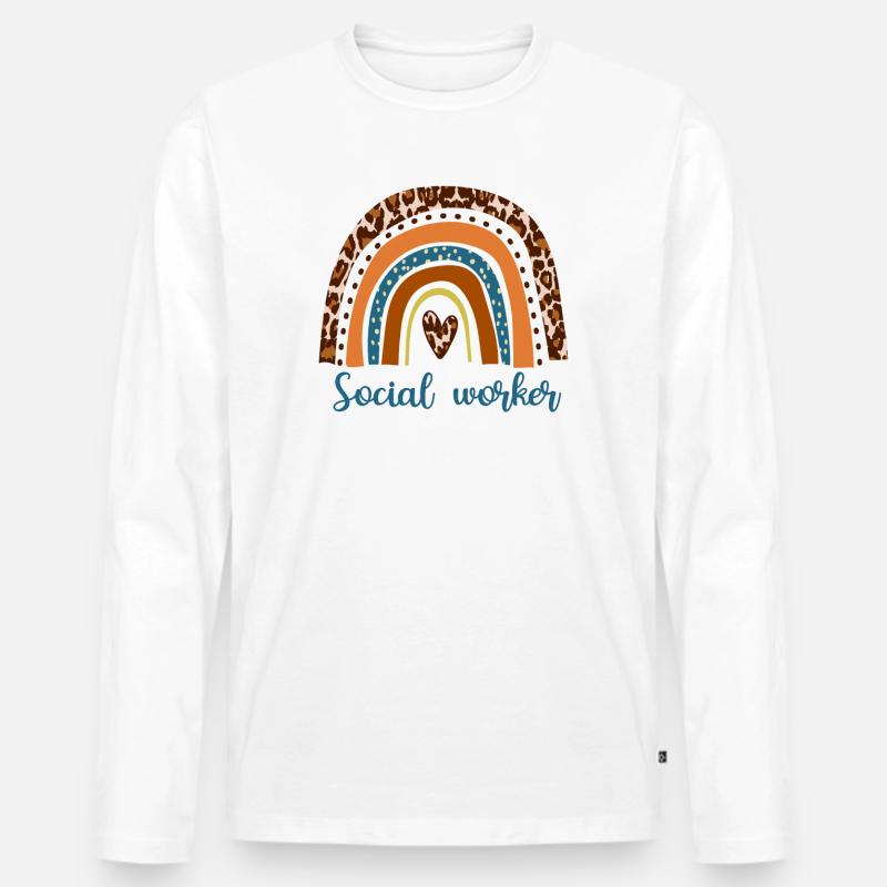 Rainbow Social Worker Back To School - Männer Premium Bio Langarmshirt - Weiß