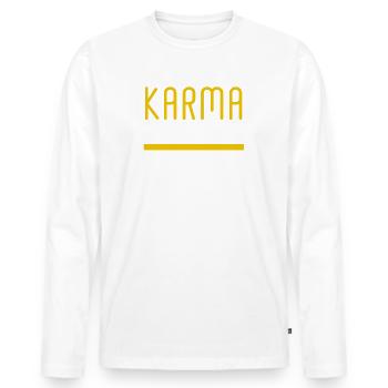 69 est comme Karma | Citation Sex'y - T-shirt manches longues Premium bio Homme - blanc - Devant - Nico (187cm)