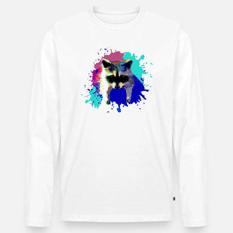 waschbär,bär,graffiti,malerei,blau,farbklecks - Männer Premium Bio Langarmshirt - Weiß
