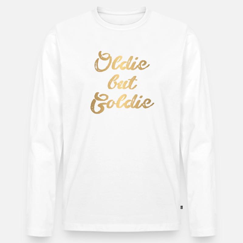 oldie but goldie,gold,oldie,oldtimer - Männer Premium Bio Langarmshirt - Weiß