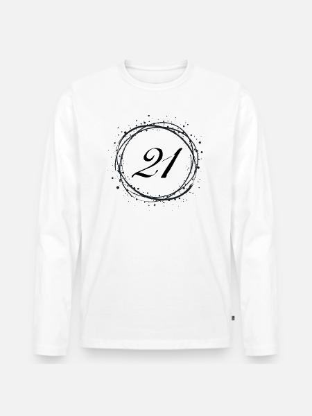 21 - Männer Premium Bio Langarmshirt - Weiß