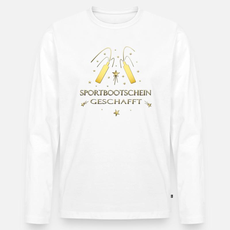 Sportbootschein SBF Sportsbootführerschein - Männer Premium Bio Langarmshirt - Weiß