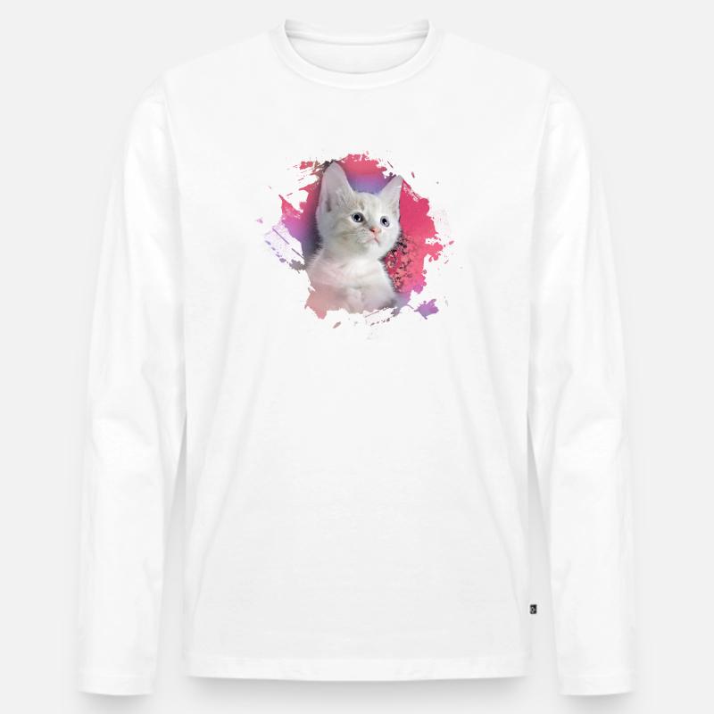 kätzchen,katze,katzenbaby,graffiti,malerei,pink - Männer Premium Bio Langarmshirt - Weiß