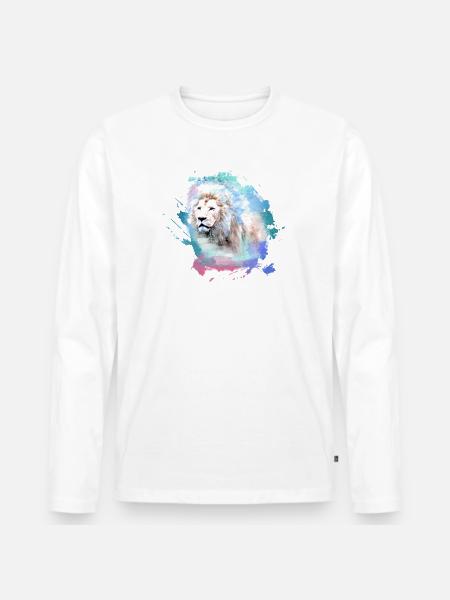weisser löwe,löwe,bunt,graffiti,malerei - Männer Premium Bio Langarmshirt - Weiß