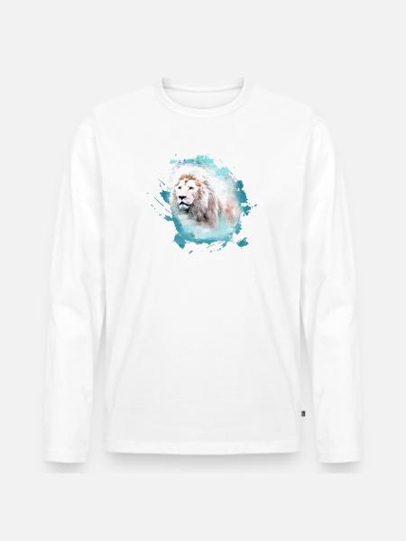 lion,lion's head,graffiti,green,white lion,graffiti - Men's Premium Organic Long Sleeve Shirt - white