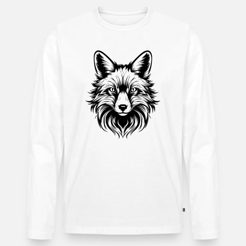 Fuchs - Männer Premium Bio Langarmshirt - Weiß